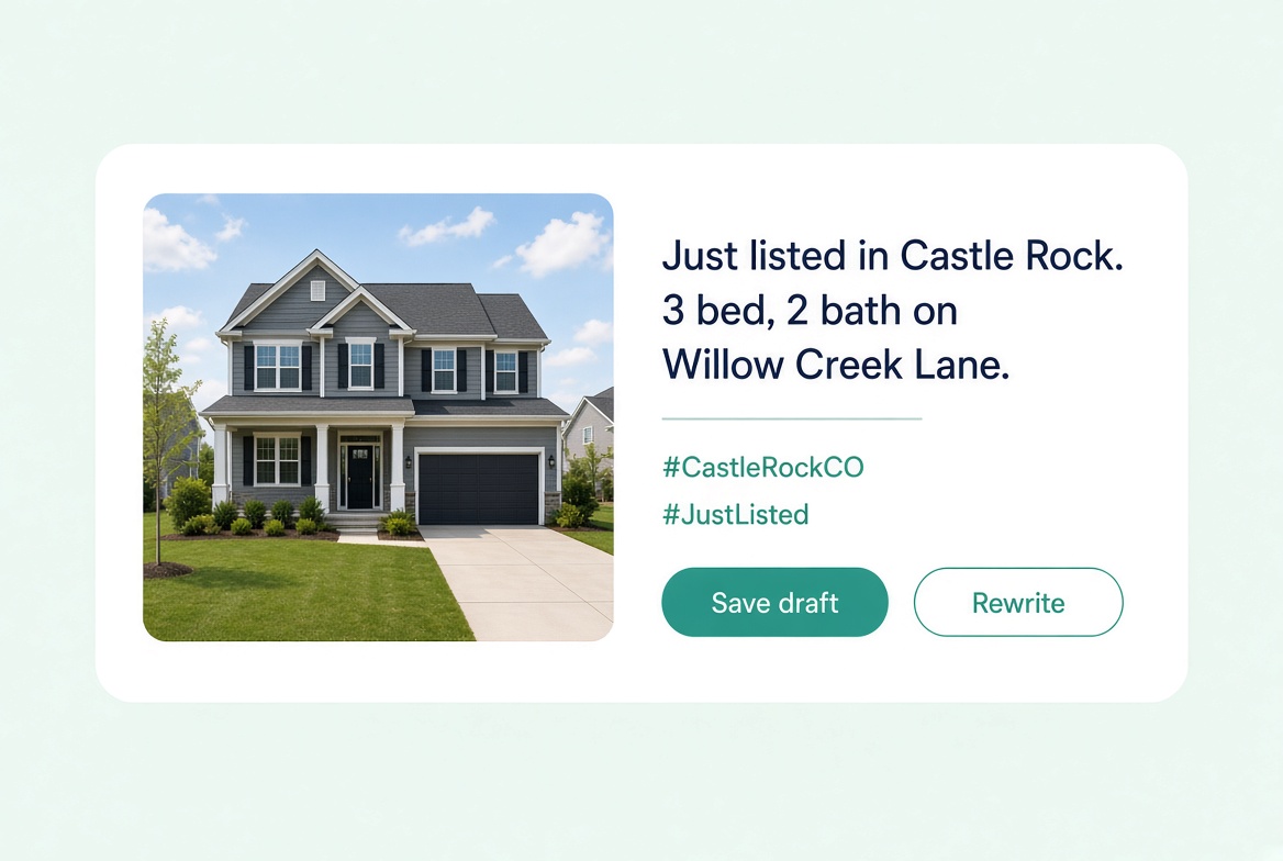 Example draft post from a Castle Rock listing